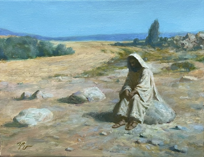Zimou Tan's 'Temptations' depicts Jesus' deep spiritual journey as told in Matthew 4:1–11.