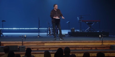 Pastor Brady Boyd preaches a sermon at New Life Church of Colorado Springs, Colorado, on Sunday, April 7, 2024.