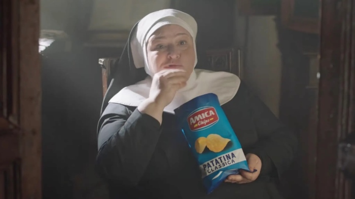 Italian company Amica Chips stoked outrage among Roman Catholics for a 30-second TV ad that replaced the Eucharist with potato chips.