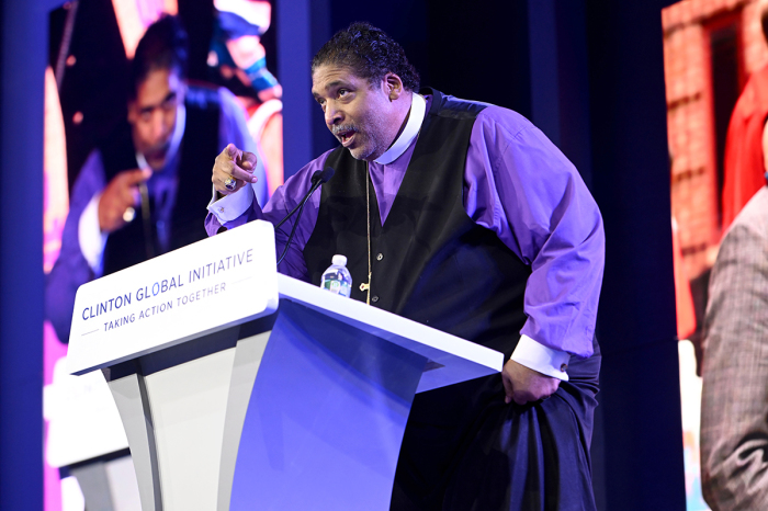Bishop William J. Barber II speaks onstage during the Clinton Global Initiative September 2023 Meeting at New York Hilton Midtown on September 19, 2023, in New York City. 