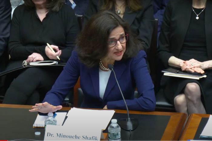 Columbia University President Minouche Shafik testifies before the House Committee on Education and the Workforce in Washington, D.C., on April 17, 2024. 