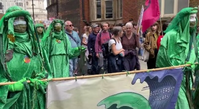 A march held in London, England, in observance of Earth Day 2023. 