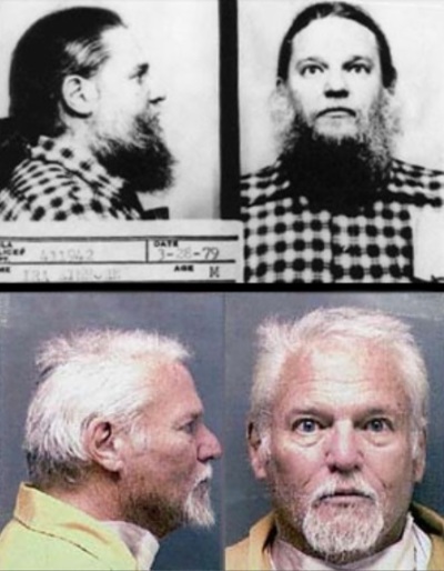 The mugshots of Ira Einhorn (1940-2020), a professor and environmental activist who murdered then composted his girlfriend in the 1970s. 