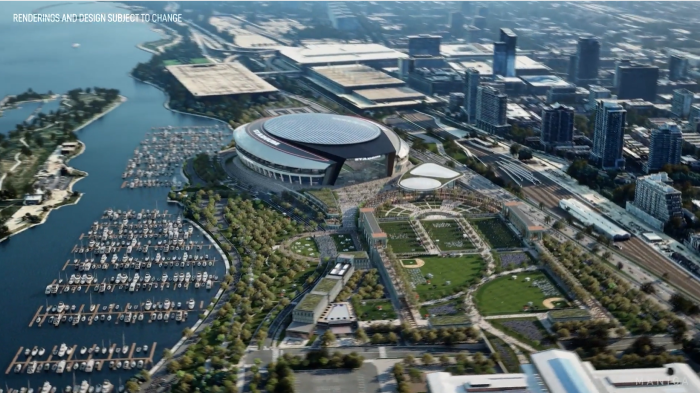 A rendering of the new $4.7 billion Chicago Bears stadium. 