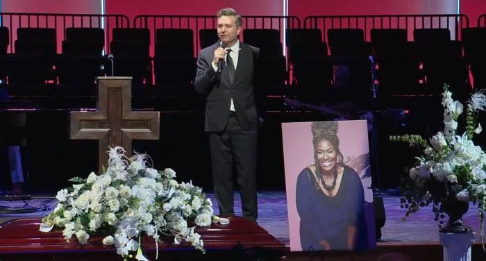 Mandisa's funeral service at Brentwood Baptist Church in Nashville, Tennessee, on April 27, 2024. 