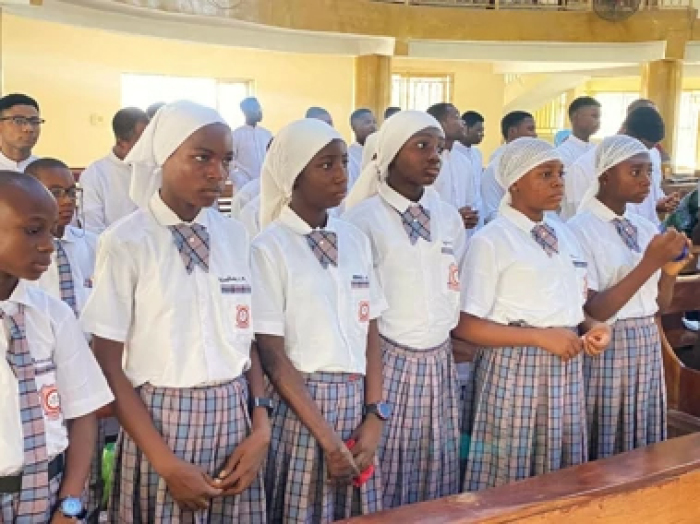 Students at the Father Angus Fraser Memorial High School in Makurdi, Benue state, Nigeria.