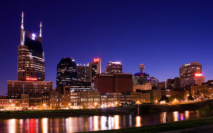 Skyline of Nashville, Tennessee, taken from east bank of Cumberland River, is seen in this file photo. 