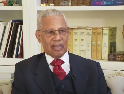 The Rev. William Lawson, a civil rights activist and founder of the megachurch Wheeler Avenue Baptist Church of Houston, Texas, speaks during an interview in 2018.