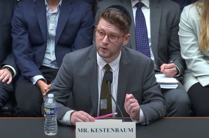 Harvard University graduate student Shabbos Kestenbaum speaks during a subcommittee hearing in Washington, D.C., on May 15, 2024.