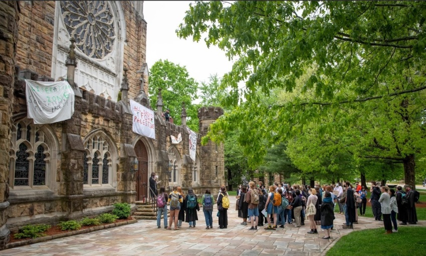 A pro-Palestinian rally began on April 30, 2024, at All Saints' Chapel on the campus of the University of the South, a Sewanee, Tennessee-based academic institution affiliated with The Episcopal Church.