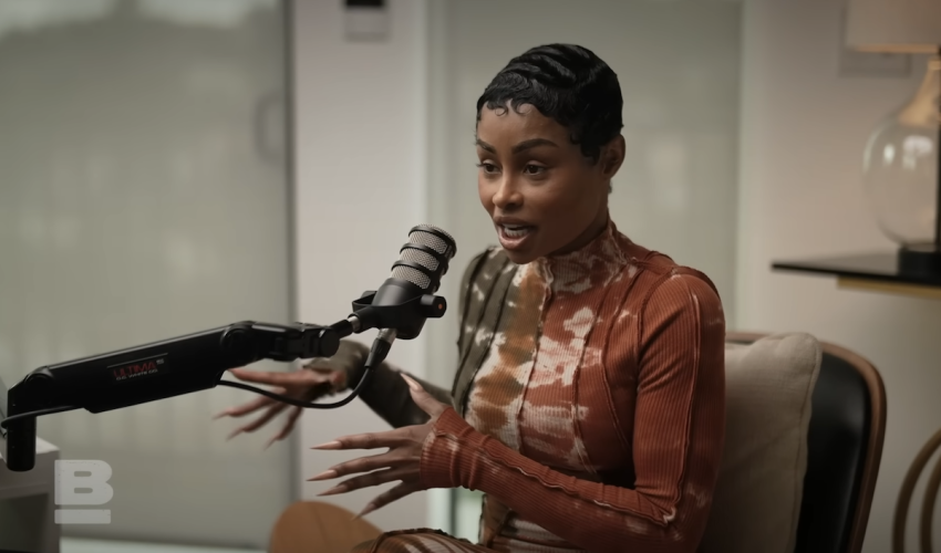 Ex-reality star Blac Chyna, who goes by her birth name Angela White, speaks on "The Deep End With Lacrae" podcast in May 2024. 