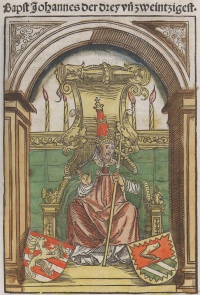 A 15th century depiction of Baldassare Cossa (1370-1419), a cardinal who ruled as Pope John XXIII for five years before being deposed in 1415 and labeled an 'antipope,' thus vacating the papal name and allowing a later pontiff to adopt it. 