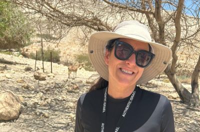 Israeli tour guide Sharon Pelleg leading a tour through Ein Gedi Nature Reserve in Israel on June 2, 2024. 