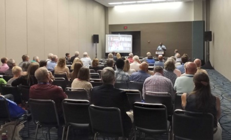 Osman Jama, a Muslim Somalian refugee who became a Christian missionary, speaks at a seminar at the Presbyterian Church in America General Assembly held on June 11, 2024, in Richmond, Virginia.