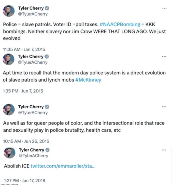 Tyler Cherry explicitly called for the abolition of ICE and likened modern-day police to a 'slave patrol,' according to recently unearthed tweets from years ago.