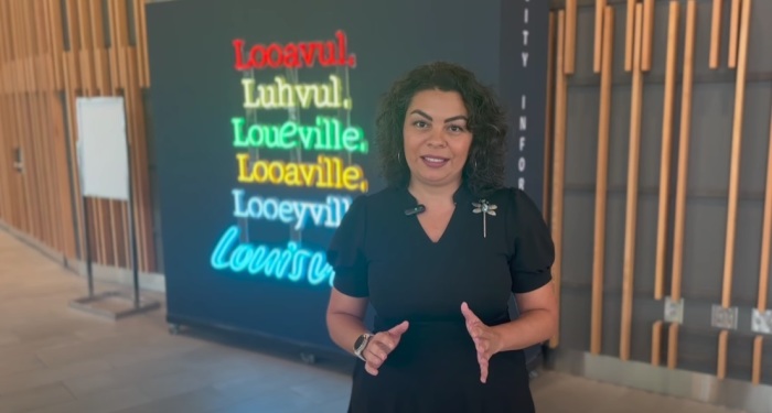 Episcopal Church House of Deputies President Julia Ayala Harris giving remarks at the site of the 81st General Convention in Louisville, Kentucky, in a 2023 video. 