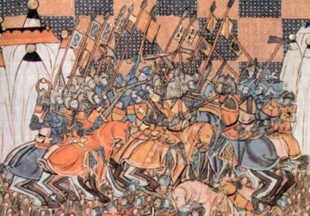 The Battle of Dorylaeum, a 1097 fight between Christian and Muslim armies during the First Crusade.