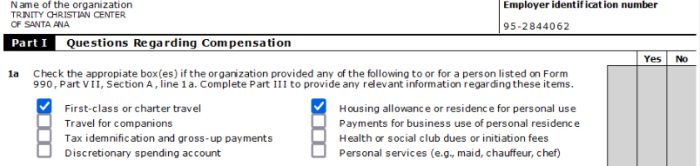 While Trinity Christian Center of Santa Ana, better known as TBN, does not own any known beach houses, this photo is included to show how nonprofits disclose housing allowances and parsonages.