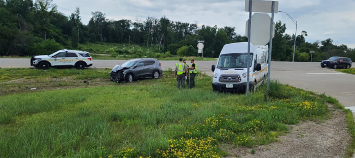 The scene after a two-vehicle double-fatality accident at Highway 13 & Blaine's Crossing Road in Linn County on July 7, 2024. 