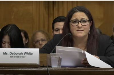 HHS whistleblower Deborah White testifies during a roundtable discussion on Capitol Hill in Washington, D.C., on July 9, 2024.