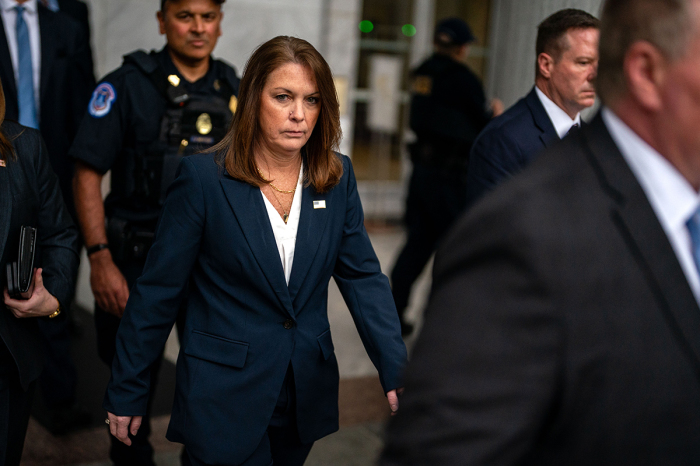 United States Secret Service Director Kimberly Cheatle departs the Rayburn House Office Building following her testifying before the House Oversight and Accountability Committee on July 22, 2024, in Washington, D.C. 