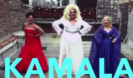 A group of drag queens star in a music video showing support for Vice President Kamala Harris, the presumptive Democrat nominee in the 2024 presidential election.