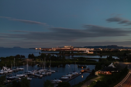 The harbor at Port Arthur’s Landing in Thunder Bay, Ontario.