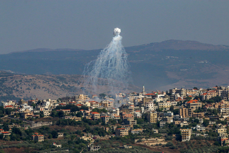 Smoke rises from a site targeted by Israeli shelling in the southern Lebanese border village of Khiam on July 30, 2024, amid ongoing cross-border clashes between Israeli troops and Hezbollah terrorist fighters.