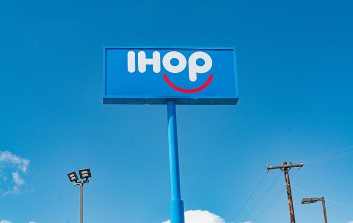 An IHOP restaurant sign sits along a Interstate 35 in Round Rock, Texas.