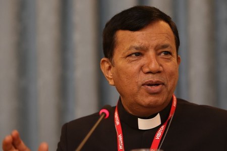 Archbishop of Lahore Sebastian Shaw appears at a two-day summit on freedom of religion or belief held at the Foreign & Commonwealth Office in London on Oct. 20, 2016.