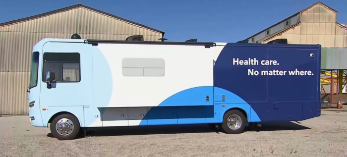 A Planned Parenthood mobile clinic bus is parked in Illinois 