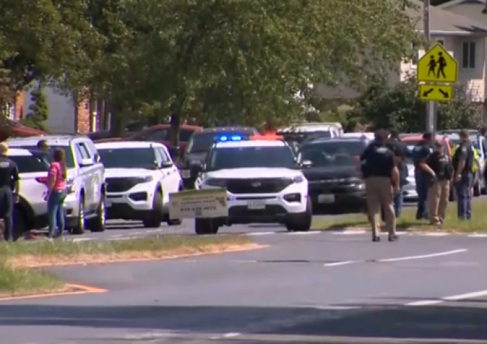 Police officers respond to a shooting at Joppatowne High School in Joppa, Maryland, on September 6, 2024. 