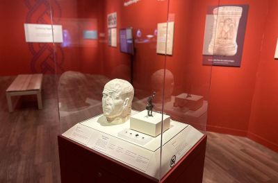 Artifacts that are part of the Megiddo Mosaic exhibit at the Museum of the Bible in Washington, D.C., on Sept. 15, 2024. 