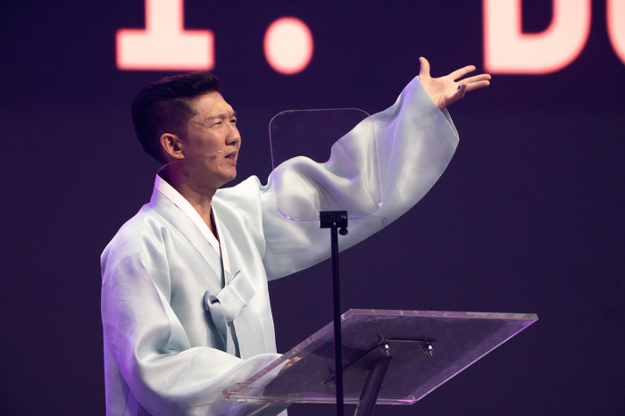 Lausanne Global Executive Director Michael Oh delivers the keynote address at the opening ceremony of the Fourth Lausanne Congress on World Evangelism in Incheon, South Korea, on September 22, 2024. 