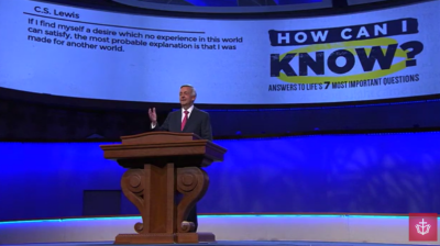 Pastor Robert Jeffress preaches at First Baptist Church in Dallas, Texas, Oct. 6, 2024.