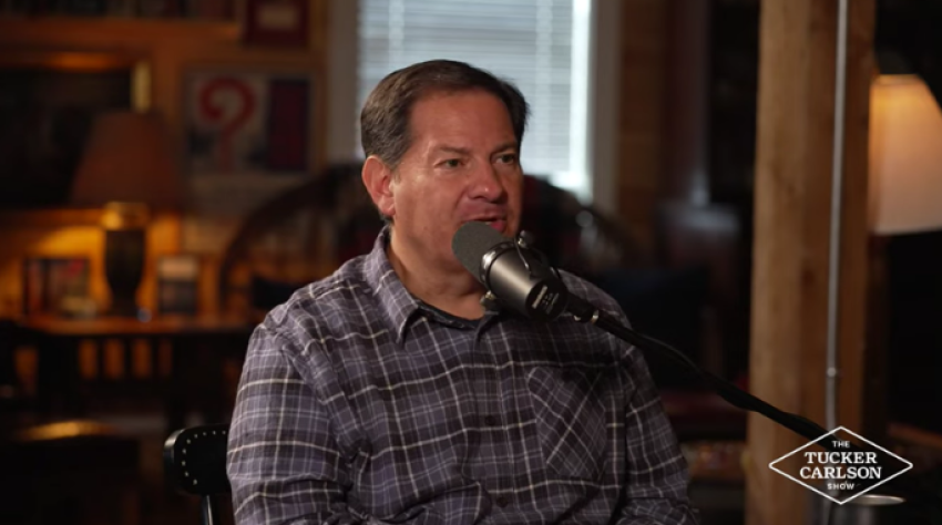 A screenshot of Mark Halperin on "The Tucker Carlson Show" Oct. 15, 2024.
