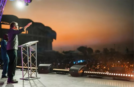 Andrew Palau preaching the Gospel at the Love Zambia Festival held in Lusaka, Zambia, Sept. 13-15, 2024.