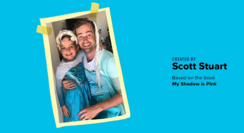 Author Scott Stuart with his son in a screenshot from "My Shadow is Pink."