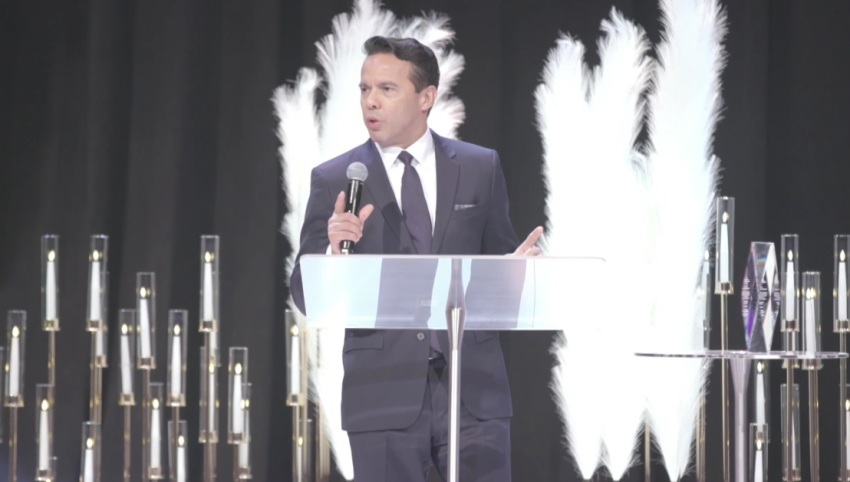 The Rev. Samuel Rodriguez, president of the National Hispanic Christian Leadership Conference, speaks at The King's University gala on Oct. 17, 2024 where he was honored by receiving the Jack Hayford Lifetime Achievement Award.