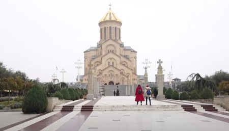 The Holy Trinity Cathedral of Tbilisi, Georgia. Also known as Sameba, it is reportedly the third largest Orthodox cathedral in the world.
