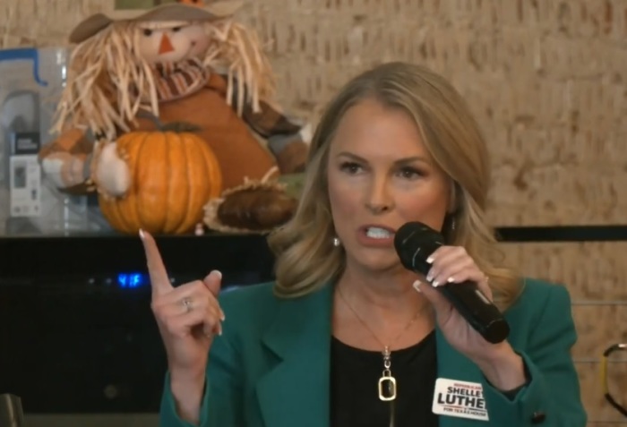 Texas Representative-elect Shelley Luther speaks during an October 2024 event. 