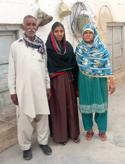 Sana Javed (middle) with parents after rescue from forced conversion and marriage. 