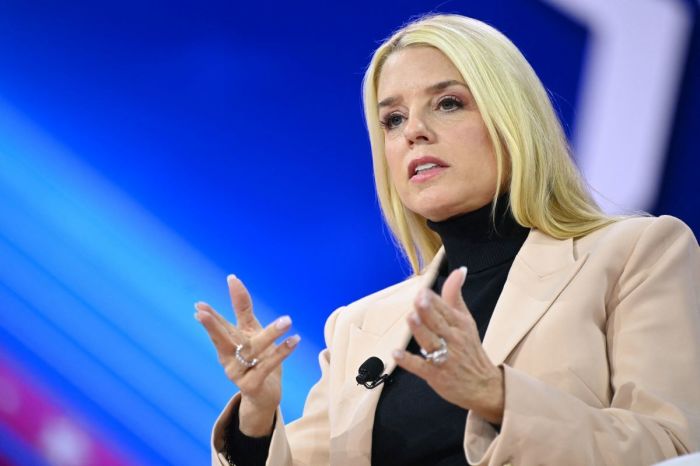 Florida's Former Attorney General Pam Bondi speaks during the annual Conservative Political Action Conference (CPAC) meeting on Feb. 23, 2024, in National Harbor, Maryland.