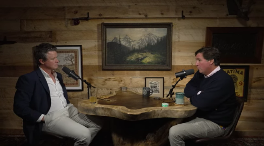 Billy Bush (left) and podcast host Tucker Carlson in an episode of "The Tucker Carlson Show" from Jan. 6, 2025.