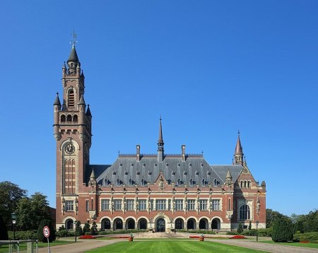 The Peace Palace, the seat of the International Court of Justice, in The Hague, Netherlands.