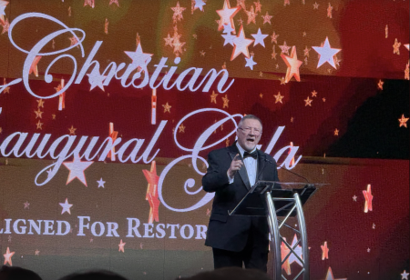 Dutch Sheets delivers the keynote address as the Christian Inaugural Gala in Washington, D.C., on Jan. 19, 2025.