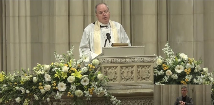 The Rt. Rev. Sean Rowe, presiding bishop of The Episcopal Church, giving a sermon at the National Cathedral in Washington, D.C. on Sunday, Feb. 2, 2025.