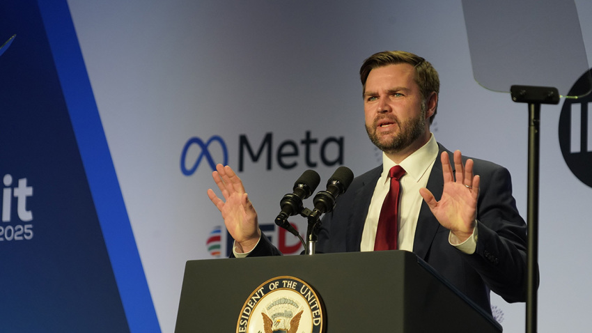 Vice President JD Vance addresses the International Religious Freedom Summit in Washington, D.C., on Feb. 5, 2025.