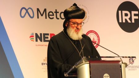 Moran Mor Ignatius Aphrem II, patriarch of Antioch and All the East and Supreme Head of the Universal Syriac Orthodox Church speaks on Feb. 4, 2025, at the International Religious Freedom 2025 Summit in Washington, D.C.