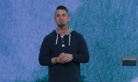 Saddleback Church Pastor Andy Wood apologizes to congregants on Feb. 1, 2025, for a post he made on Instagram about President Donald Trump's second inauguration.